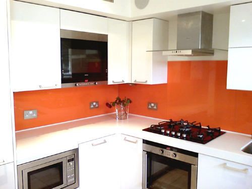 orange glass splashback